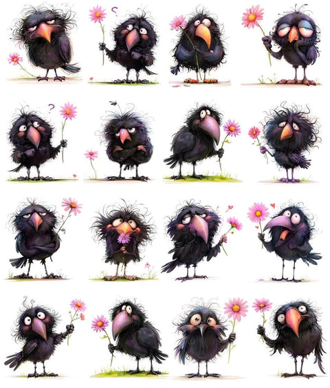20654 Quirky Ravens – Waterslide Decal for Enamel, Glass & Ceramic