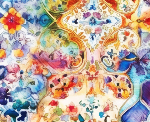 20323 Colorful Watercolor – Waterslide Decal for Enamel, Glass & Ceramic