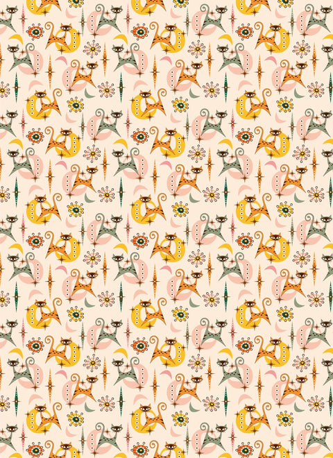 20708 Mid Century Modern Atomic Cats 3 – Waterslide Decal for Enamel, Glass & Ceramic