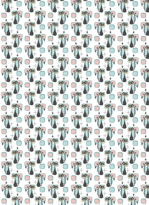 20687 Mid Century Modern Atomic Cats – Waterslide Decal for Enamel, Glass & Ceramic