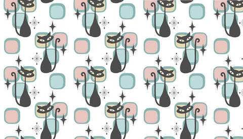 20687 Mid Century Modern Atomic Cats – Waterslide Decal for Enamel, Glass & Ceramic