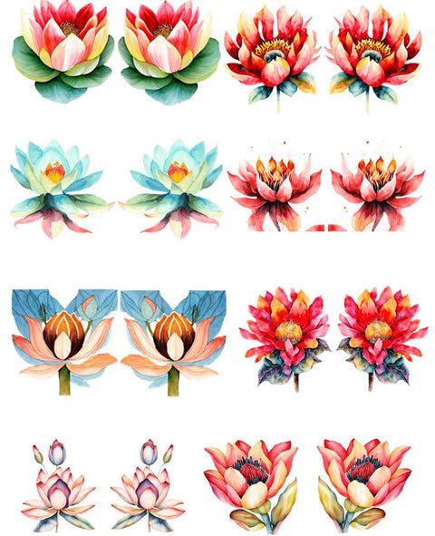 20714 Lotus Flower Earring Sets – Waterslide Decal for Enamel, Glass & Ceramic