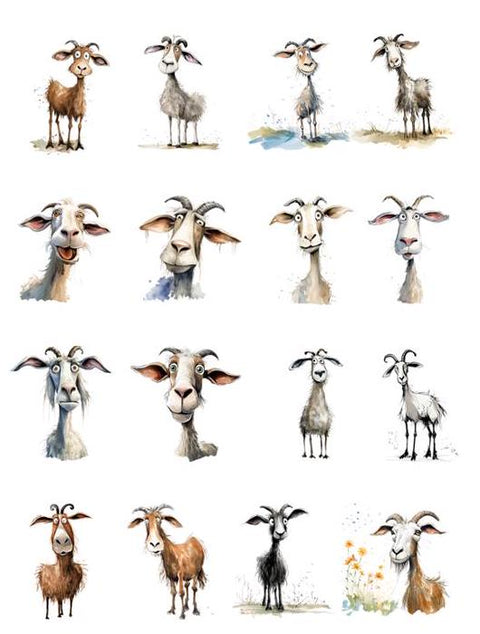 20294 Quirky Goats – Waterslide Decal for Enamel, Glass & Ceramic