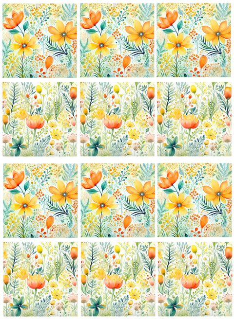 20717 Pretty Flowers Garden Tiles 2 – Waterslide Decal for Enamel, Glass & Ceramic