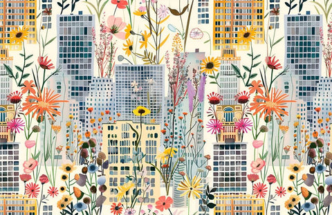 20688 Vintage Floral Cityscape – Waterslide Decal for Enamel, Glass & Ceramic
