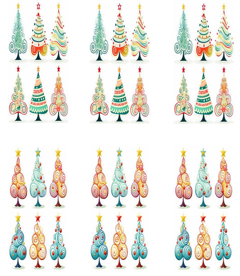 20741 Whimsical Xmas Trees – Waterslide Decal for Enamel, Glass & Ceramic