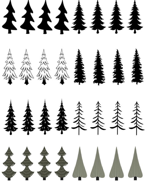 20720 Minimalist Trees – Waterslide Decal for Enamel, Glass & Ceramic