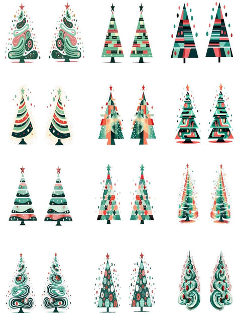 20721 Abstract X'mas Trees Earring Sets 1 – Waterslide Decal for Enamel, Glass & Ceramic