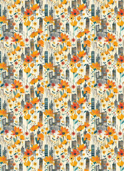 20723 Flowery City Scape 2 – Waterslide Decal for Enamel, Glass & Ceramic