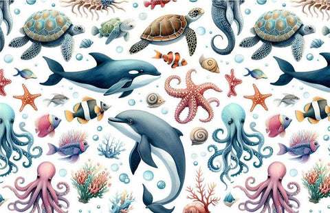 20377 Ocean Animals 1 – Waterslide Decal for Enamel, Glass & Ceramic