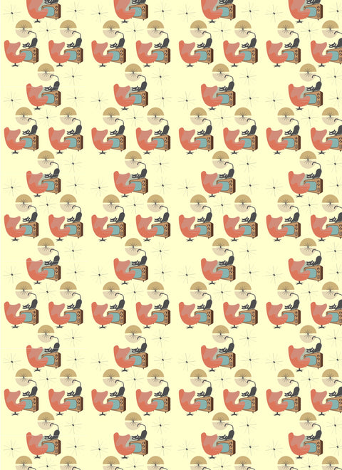 20763 Retro MCM Atomic Cats – Waterslide Decal for Enamel, Glass & Ceramic