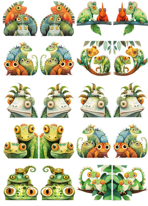 20265 Gecko Style Earring Pairs – Waterslide Decal for Enamel, Glass & Ceramic