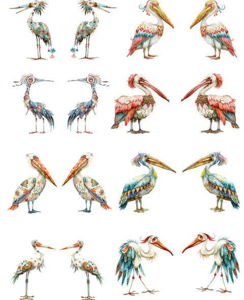 20751 Funky Seabirds Earring Sets – Waterslide Decal for Enamel, Glass & Ceramic