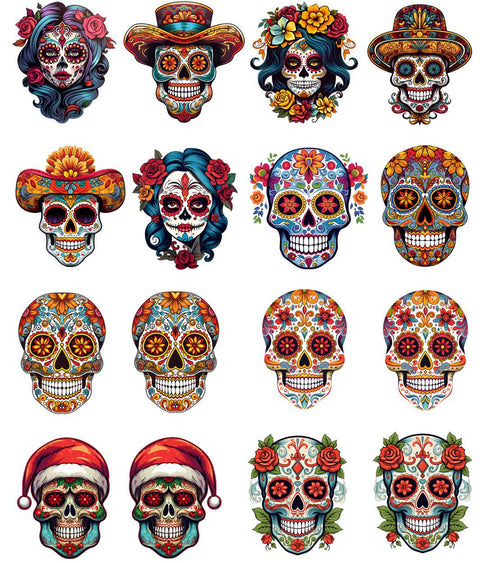 20757 Sugar Skulls Earring Sets – Waterslide Decal for Enamel, Glass & Ceramic